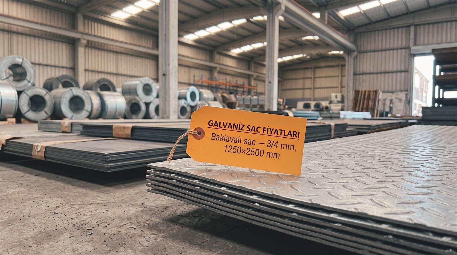 Baklavalı sac 3/4 mm, 1250×2500 mm — sac deposunda paket