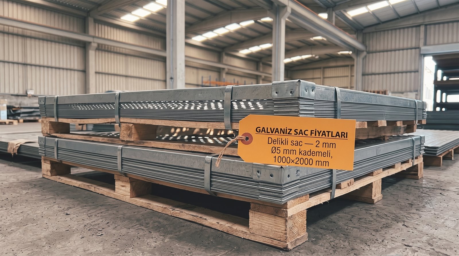Delikli sac 2 mm Ø5 mm kademeli, 1000×2000 mm — sac deposunda paket