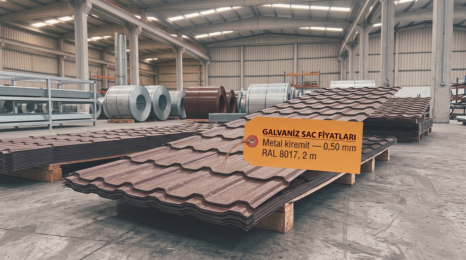 Metal kiremit 0,50 mm RAL 8017, 2 m — sac deposunda paket